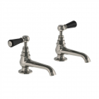 Lefroy Brooks Classic long-nose basin pedestal faucet with black levers BL 8030 | Edilceramdesign