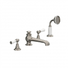 Lefroy Brooks Bathtub set with diverter and pull-out hand shower with white levers WL 1250 | Edilceram Design