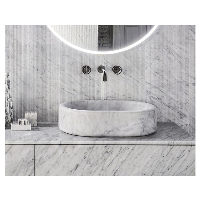 Salvatori Balnea oval countertop washbasin with modular system L90 H30 | Edilceram Design