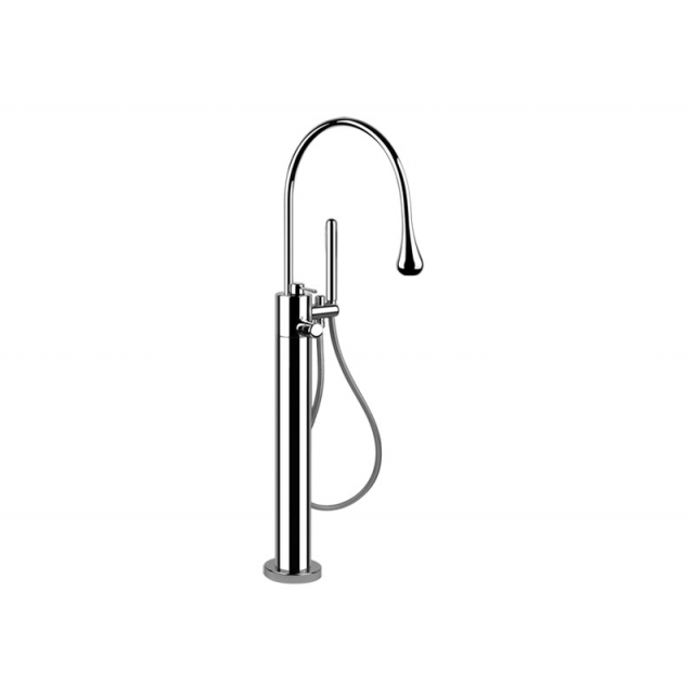 Gessi Goccia 24997+24978 floor-mounted bathtub mixer with hand shower | Edilceramdesign