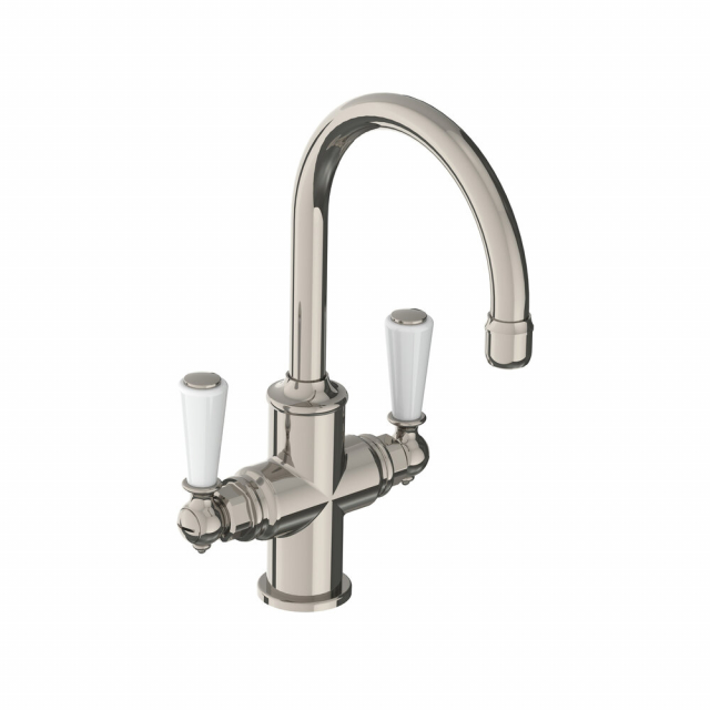 Lefroy Brooks Classic tubular single basin mixer with white levers WL 1180 | Edilceram Design